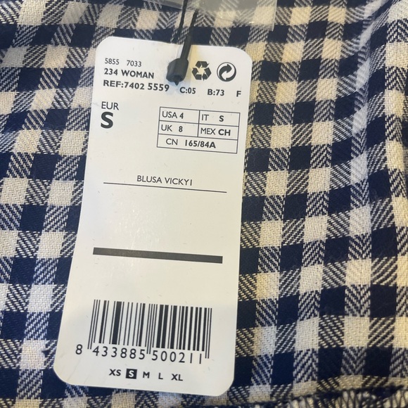 MANGO Vicky Checkered Buttoned Down NWT - Picture 3 of 3
